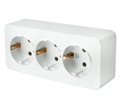 Розетка тройная с заземлением Stekker София 49306