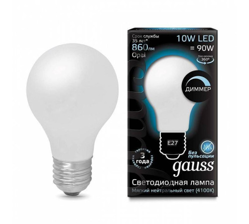 Лампа светодиодная Gauss 1022 E27 10Вт 4100K 102202210
