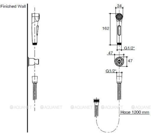Гигиенический душ Jacob Delafon ELATE со шлангом и держателем хром E97258-CP