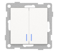 Выключатель двухклавишный с подсветкой без рамки Gusi Electric UGRA С11В28-028