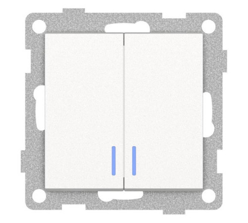 Выключатель двухклавишный с подсветкой без рамки Gusi Electric UGRA С11В28-028