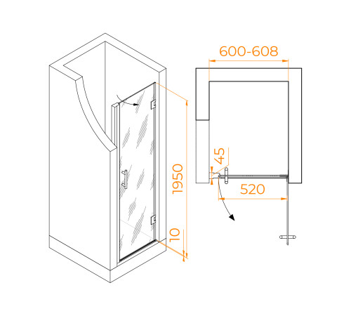Душевая дверь RGW Hotel HO-011B 600 мм черный 350601106-14