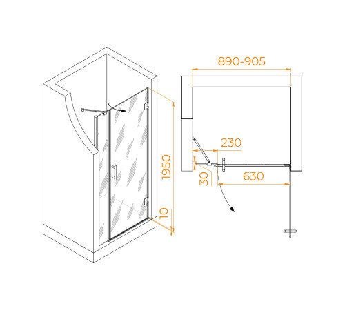 Душевая дверь RGW Hotel HO-012B 900 мм черный 350601209-14