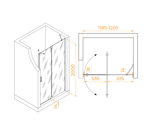 Душевая дверь RGW Hotel HO-014B 1200 мм черный 350601412-24