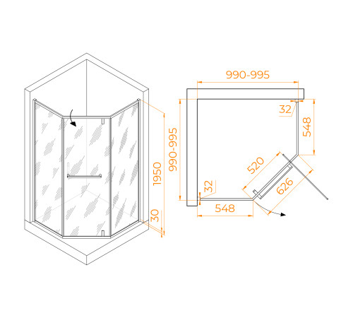 Душевой уголок RGW Hotel HO-084W 1000x1000 мм 350608400-25
