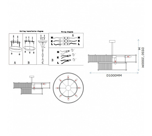 Светильник на штанге Imperiumloft RH Marais Round Chandelier 40,2668