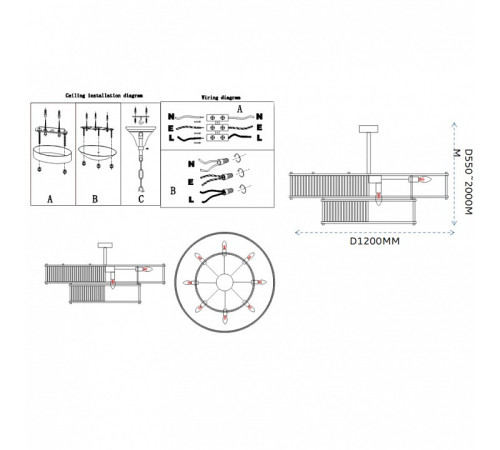 Светильник на штанге Imperiumloft RH Marais Round Chandelier 40,2668