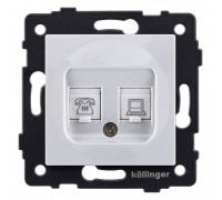 Розетка двойная RJ-11 и Ethernet RJ-45, без рамки Kollinger  REA-011WH