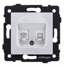 Розетка двойная RJ-11 и Ethernet RJ-45, без рамки Kollinger  REA-011WH