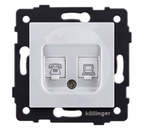 Розетка двойная RJ-11 и Ethernet RJ-45, без рамки Kollinger REA-011WH