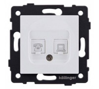 Розетка двойная RJ-11 и Ethernet RJ-45, без рамки Kollinger  REA-011WM