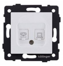 Розетка двойная RJ-11 и Ethernet RJ-45, без рамки Kollinger  REA-011WM
