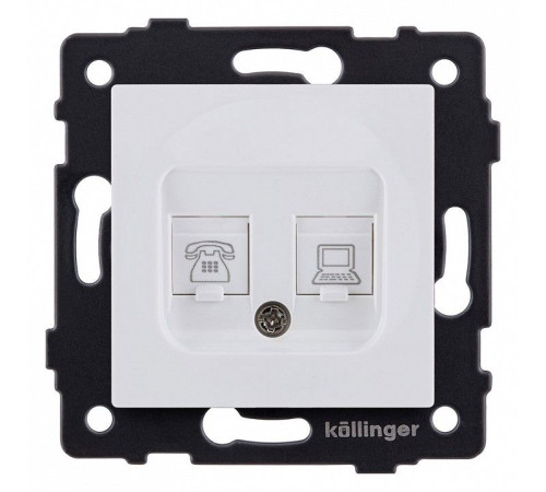 Розетка двойная RJ-11 и Ethernet RJ-45, без рамки Kollinger REA-011WM