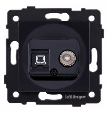 ТВ-розетка и розетка Ethernet RJ-45 без рамки Kollinger  REA-012BK