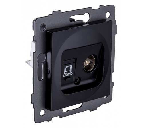 ТВ-розетка и розетка Ethernet RJ-45 без рамки Kollinger REA-012BK