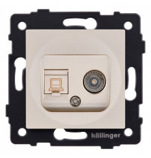 ТВ-розетка и розетка Ethernet RJ-45 без рамки Kollinger  REA-012GD
