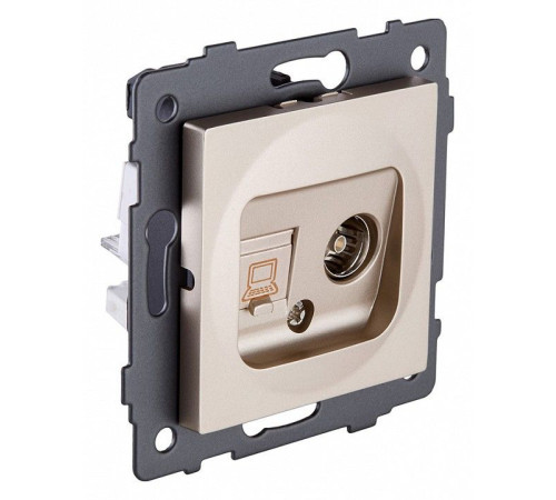ТВ-розетка и розетка Ethernet RJ-45 без рамки Kollinger REA-012GD