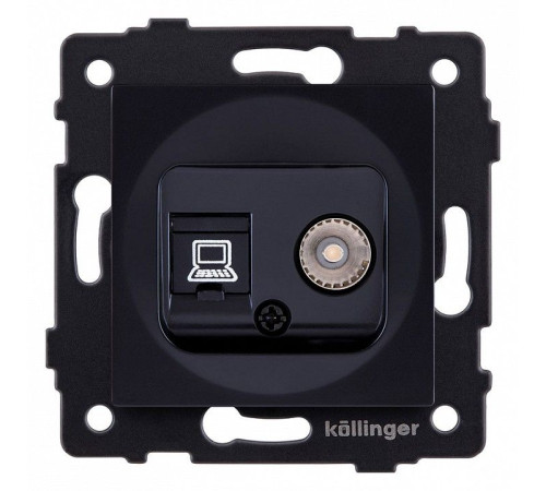 ТВ-розетка и розетка Ethernet RJ-45 без рамки Kollinger REA-021BK