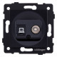 ТВ-розетка и розетка Ethernet RJ-45 без рамки Kollinger REA-021BK