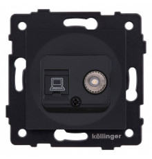 ТВ-розетка и розетка Ethernet RJ-45 без рамки Kollinger  REA-021BM