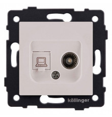 ТВ-розетка и розетка Ethernet RJ-45 без рамки Kollinger  REA-021CM