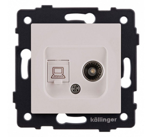 ТВ-розетка и розетка Ethernet RJ-45 без рамки Kollinger REA-021CM