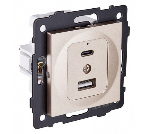 Розетка 2хUSB type A и C без рамки Kollinger REA-037GD