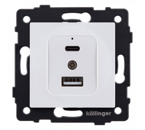 Розетка 2хUSB type A и C без рамки Kollinger REA-037WH