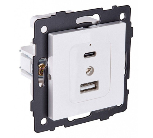 Розетка 2хUSB type A и C без рамки Kollinger REA-037WH