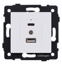 Розетка 2хUSB type A и C без рамки Kollinger  REA-037WM