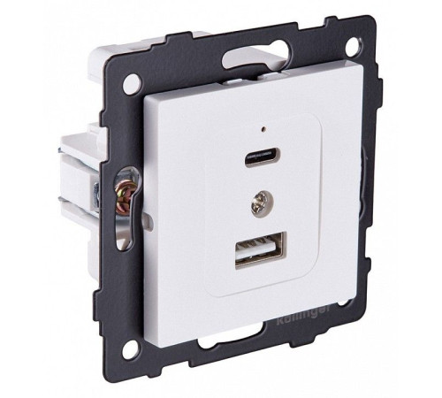 Розетка 2хUSB type A и C без рамки Kollinger REA-037WM