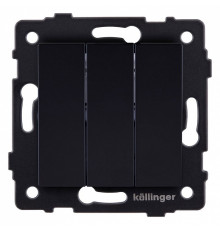 Выключатель трехклавишный без рамки Kollinger  REA-S-012BK