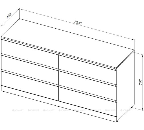 Комод Aquanet Сканди 1600х480х797 мм 6 ящиков дуб эдгрейн 00302547