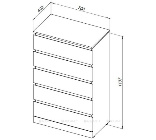 Комод Aquanet Сканди 700х400х1137 мм 5 ящиков дуб эдгрейн 00302551