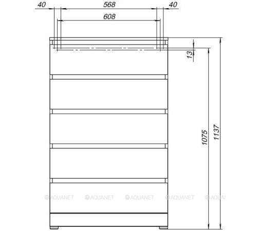 Комод Aquanet Сканди 700х400х1137 мм 5 ящиков дуб крафт 00302552