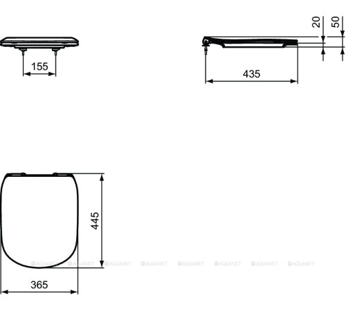 Сиденье для унитаза Ideal Standard Tesi тонкое с микролифтом чёрный матовый T3527V3