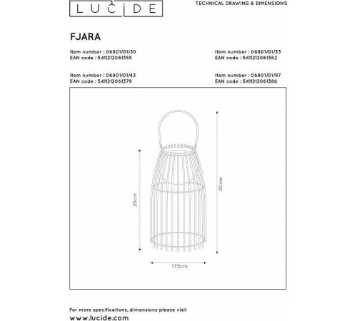 Настольная лампа декоративная Lucide Fjara 06801/01/30