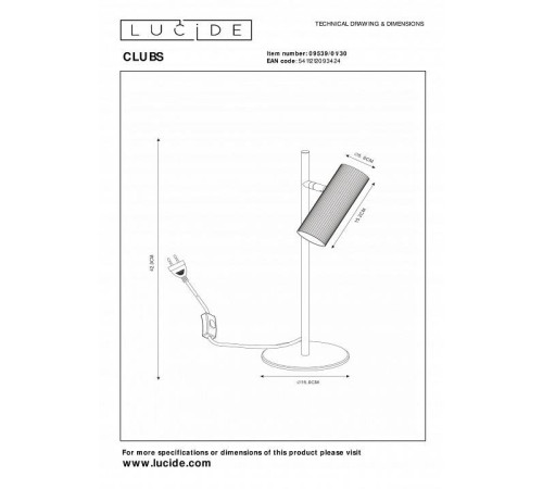 Настольная лампа декоративная Lucide Clubs 09539/01/30