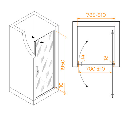 Душевая дверь RGW LE-003Gr 800 мм стекло графит хром 351200308-110