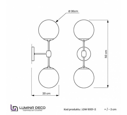 Бра LUMINA DECO Zodiak LDW 6001-2 BK+WT
