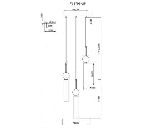 Подвесной светильник Moderli Illis V11791-3P