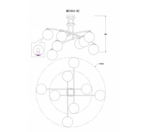 Люстра на штанге MyFar Aerton MR1941-8C