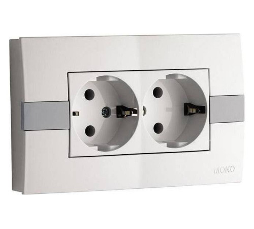 Розетка двойная с заземлением Mono Electric Eсо 101-010104-120