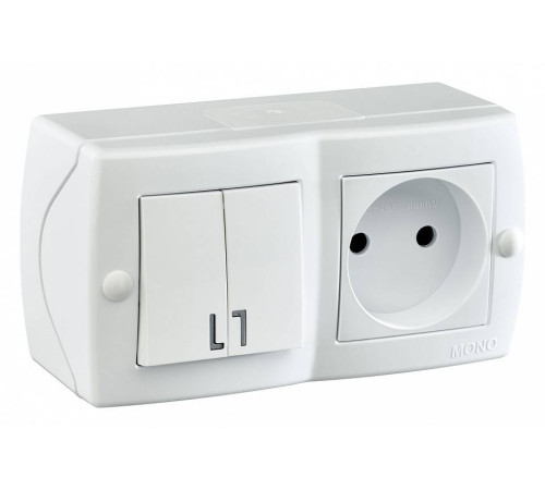 Блок с розеткой и выключателем Mono Electric Octans IP20 104-010101-182
