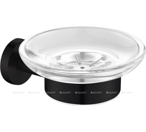 Мыльница Aquanet 4585MB стекло с держателем круглая черный матовый 4585MB
