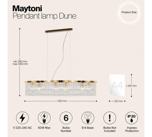 Подвесная люстра Maytoni Dune DIA005PL-06G