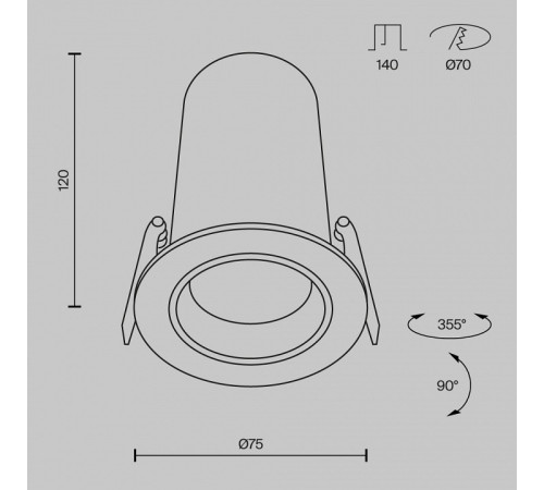 Встраиваемый светильник FOCUS LED DL125-L12-4K-W