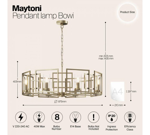 Подвесная люстра Maytoni Bowi H009PL-08G