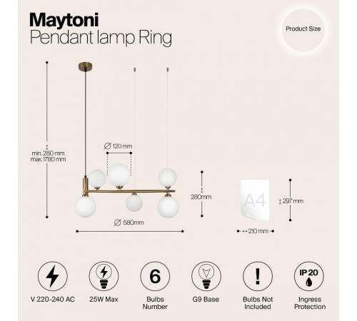 Подвесной светильник Maytoni Ring MOD013PL-06BS1
