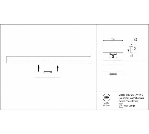 Накладной светильник Maytoni BASIS TR012-2-7W3K-B